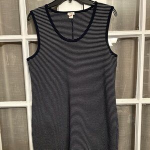 J. Crew Sleeveless Navy/White Striped Shift Dress Midi Sz M